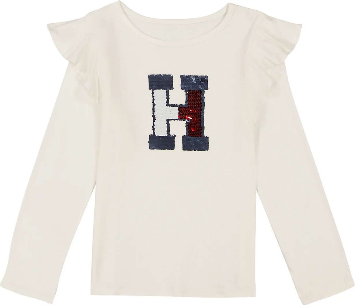 Дитячий лонгслів Tommy Hilfiger з логотипом з паєток 1159839461 (Білий XL)