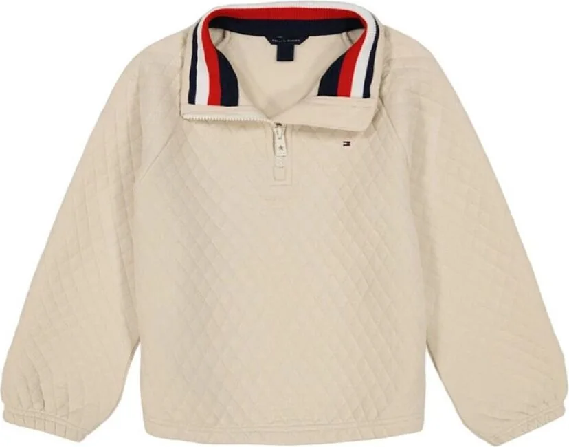 Дитяча стьобана толстовка Tommy Hilfiger на напівблискавці 1159840631 (Бежевий M)