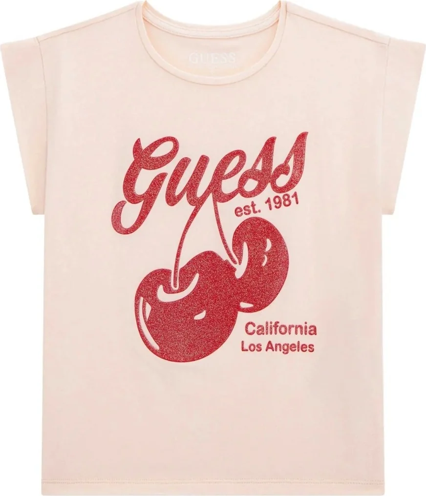 Дитяча футболка Guess з принтом 1159841931 (Рожевий 16)