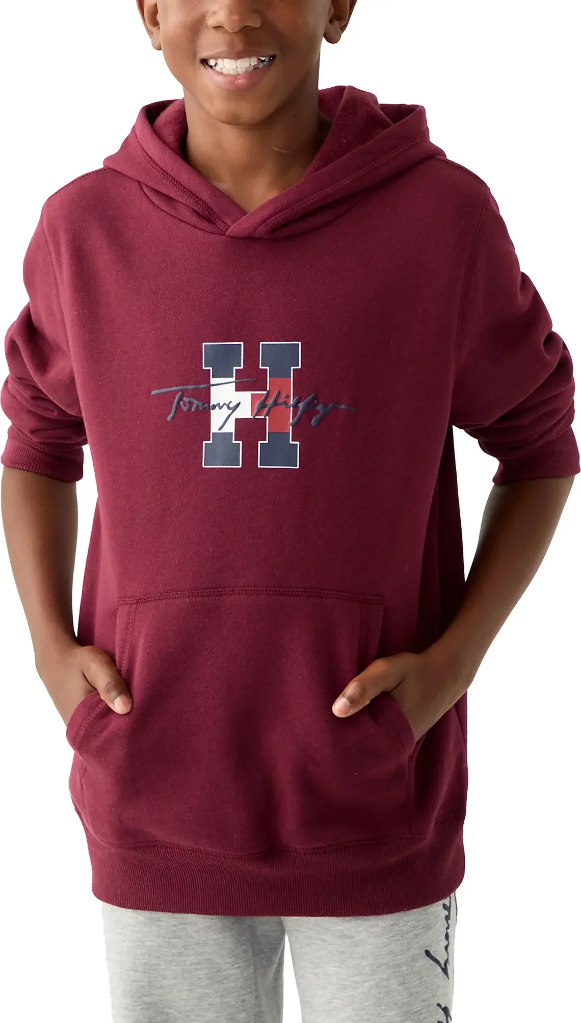 Дитяче худі на флісі Tommy Hilfiger з логотипом 1159842557 (Бордовий S)