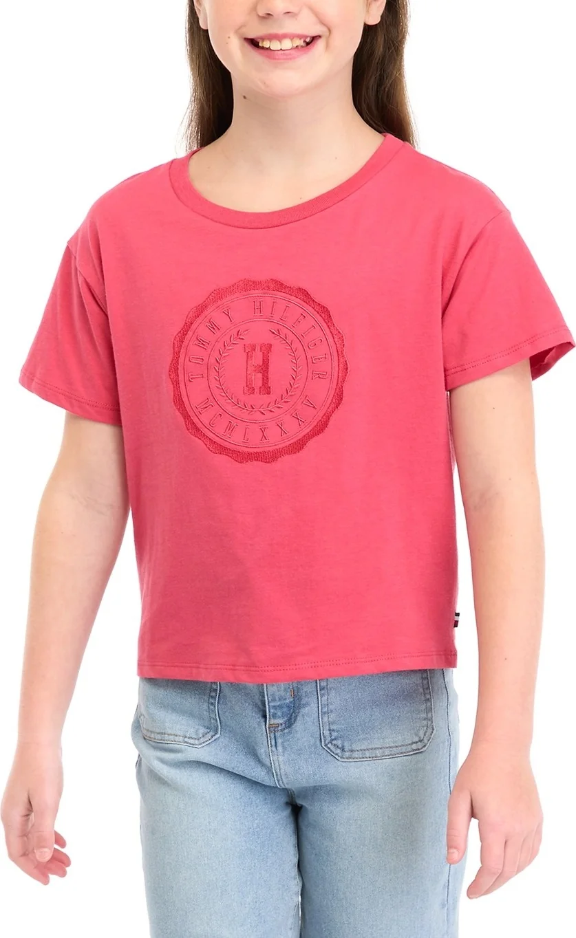 Дитяча футболка Tommy Hilfiger з логотипом 1159843076 (Рожевий S)