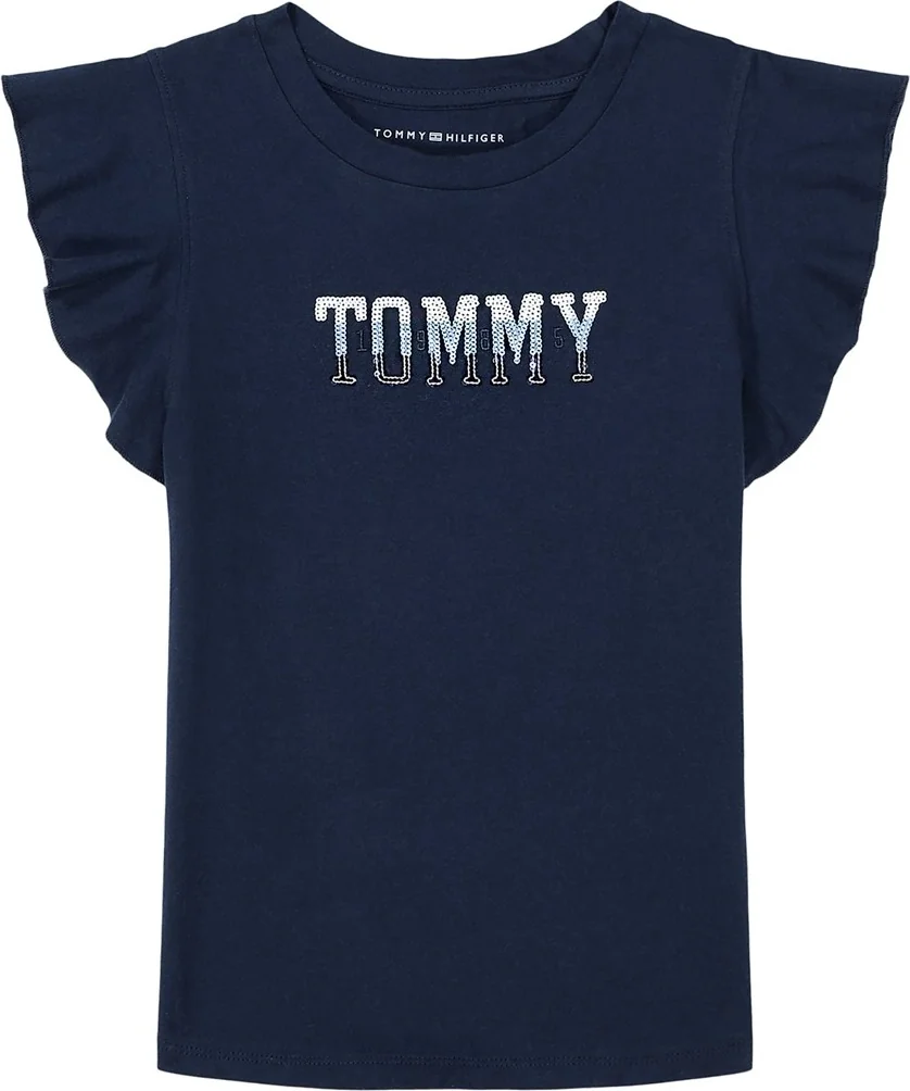 Дитяча футболка Tommy Hilfiger з логотипом з паєток 1159843124 (Синій M)