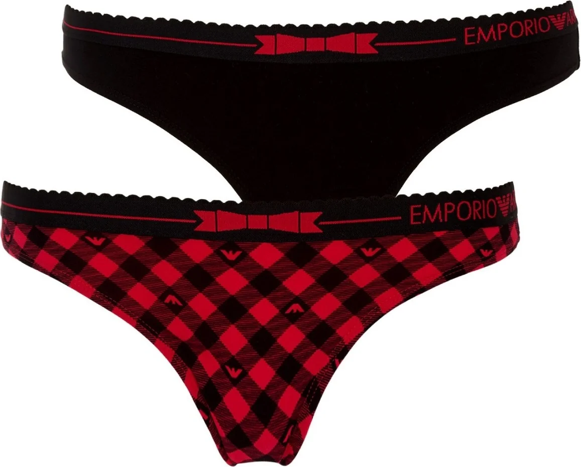 Жіночі трусики бразилії Emporio Armani набір 1159849983 (Чорний/Червоний XL)