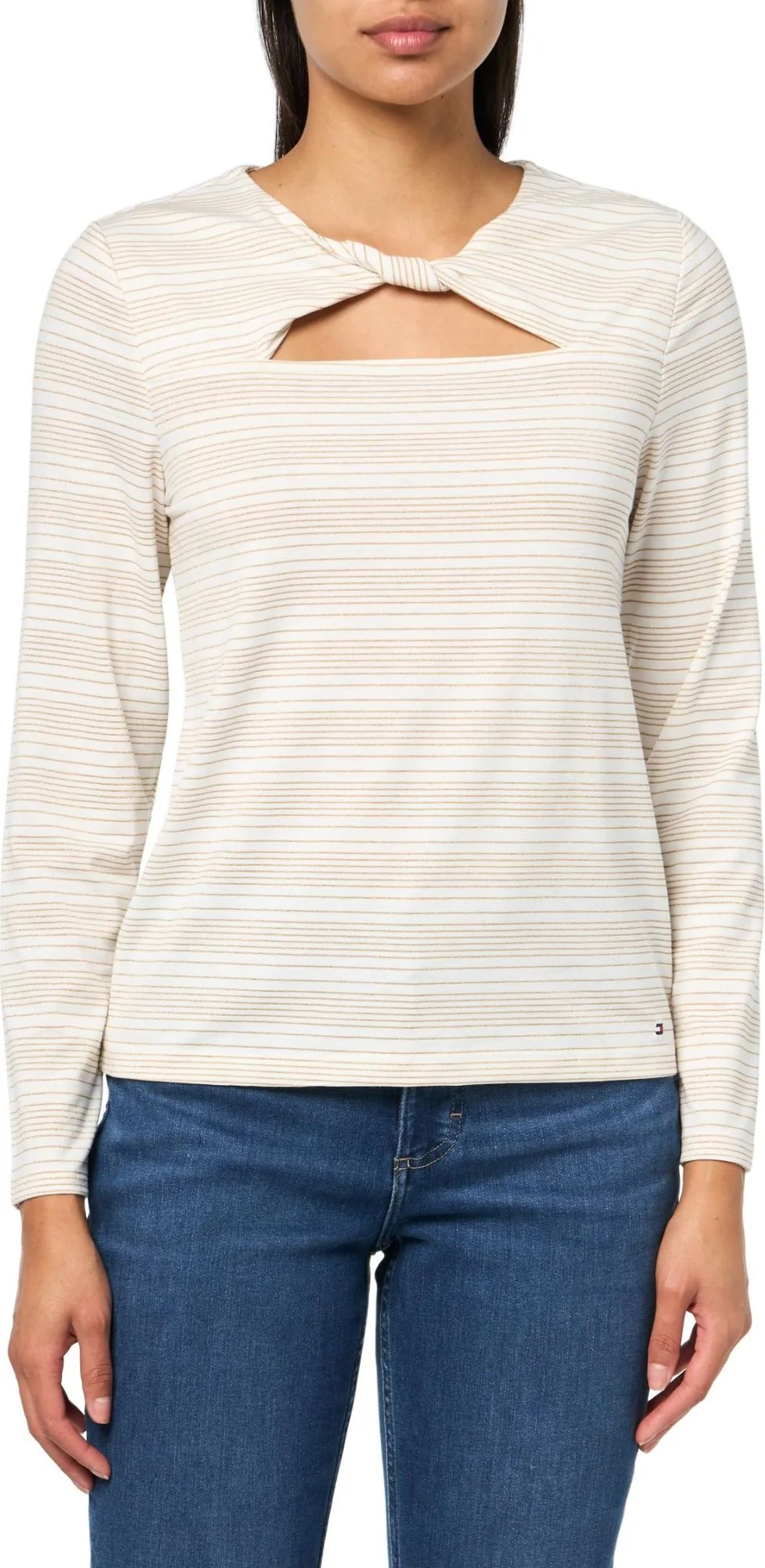 Жіночий лонгслів Tommy Hilfiger з декоративним вузлом 1159850696 (Білий XS)