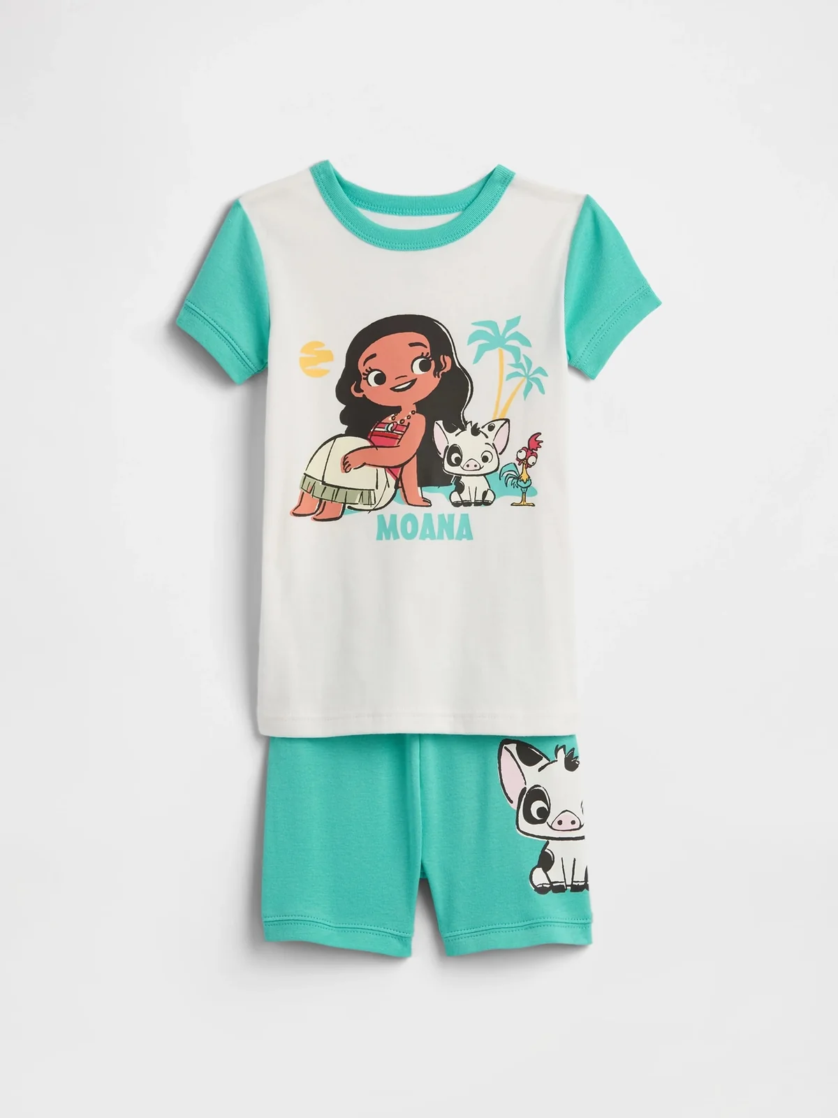 Дитяча піжама Disney Moana GAP футболка та шорти 1159850976 (Білий/Блакитний 3) на зріст 100 см