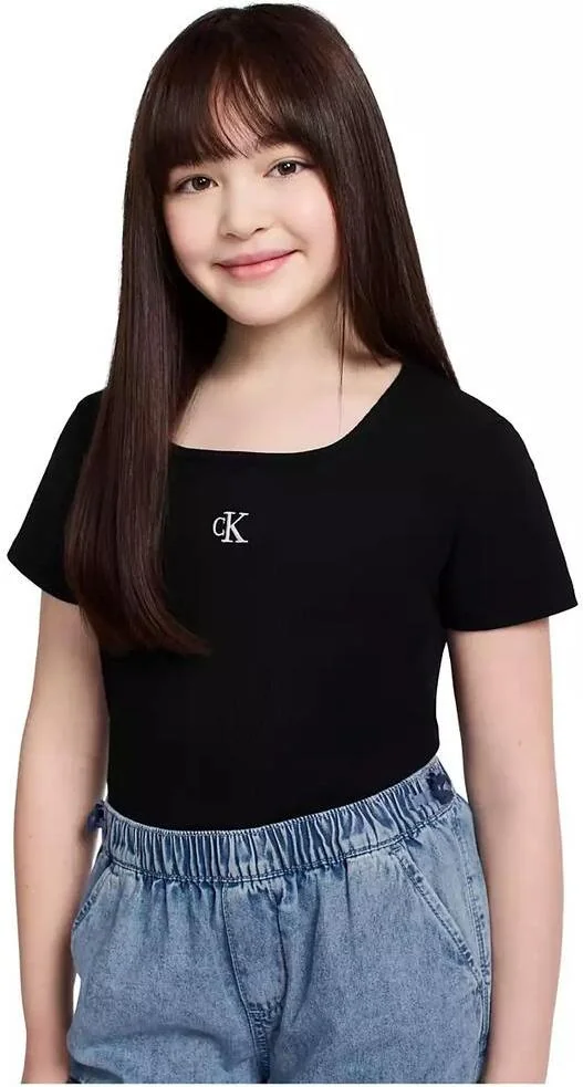 Дитяча футболка Calvin Klein в рубчик 1159854963 (Чорний S) на зріст 123-130 см