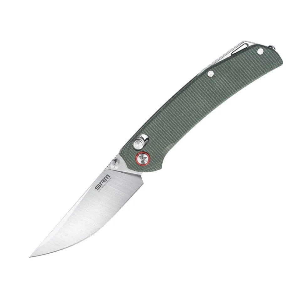 Ніж складаний туристичний SRM Asika 411L-MG (8.8 см) 14C28N / Micarta зелений