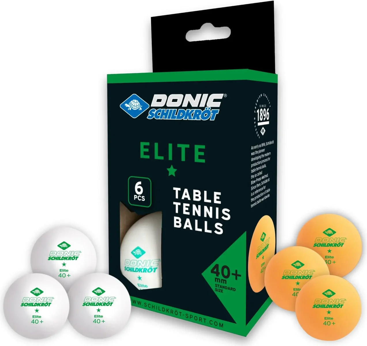 М'ячі Donic Elite 1звезда 40+ plastic white 6 шт white+orange (608511)