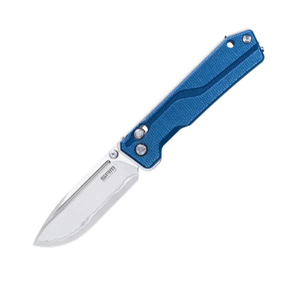 Ніж складаний туристичний SRM Rubik 7228B-ME2 (8.7 см) 14C28N / Micarta блакитний