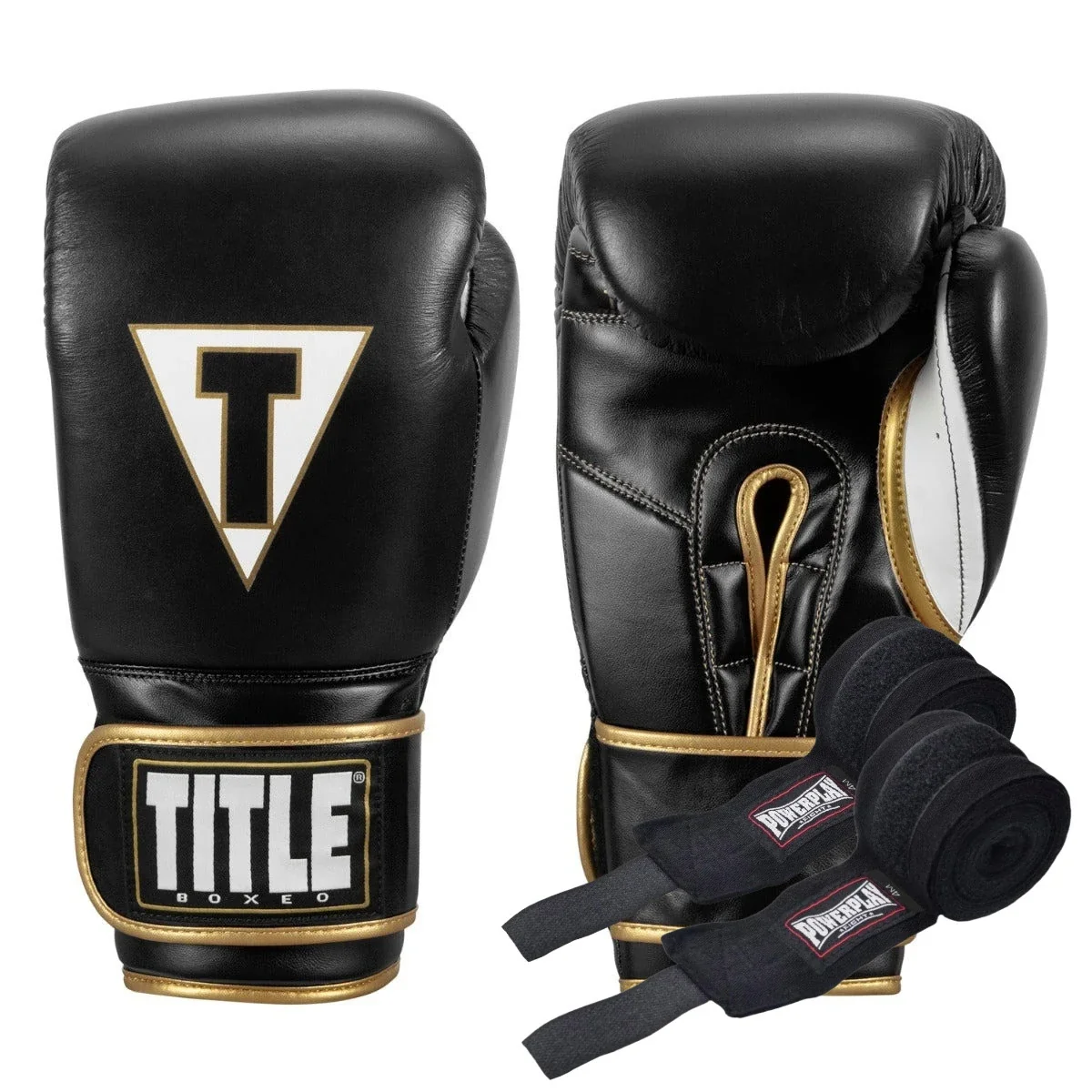 Боксерські рукавиці TITLE Boxeo Mexican Leather Quatro Black/White 12 oz.