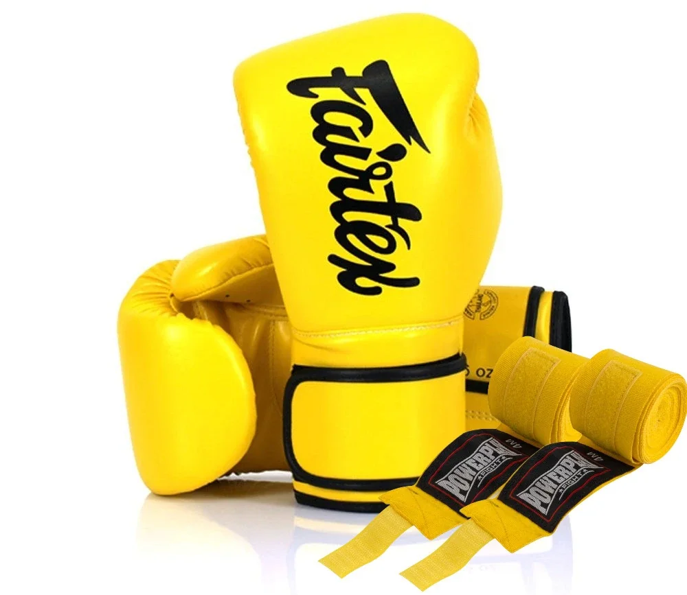 Боксерські рукавиці Fairtex BGV14 Yellow 10 унцій (бинти в комплекті)