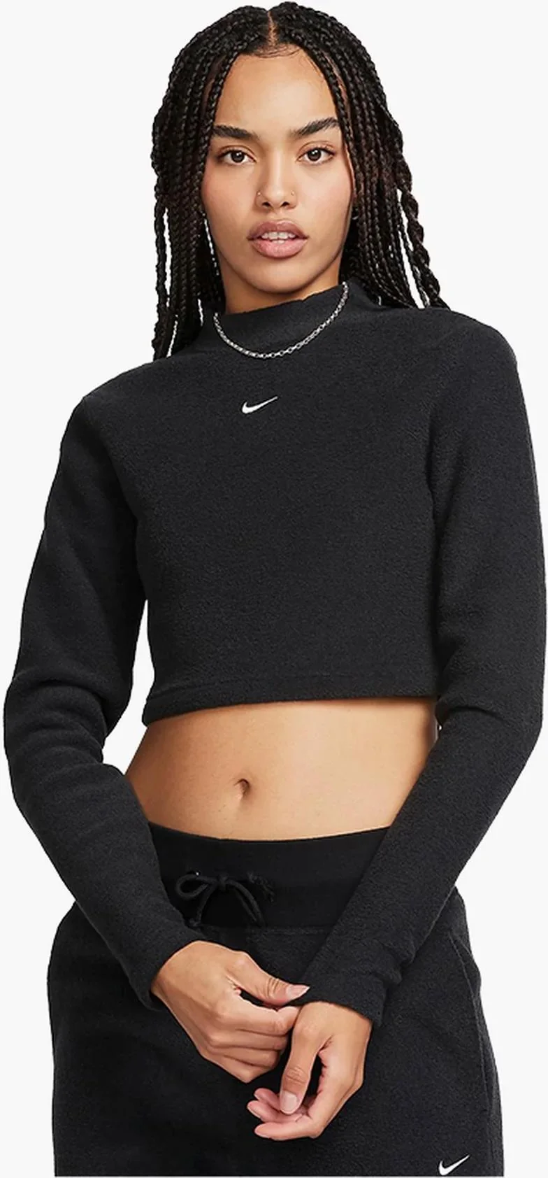 Оригінальна толстовка жіноча Nike Sportswear Phoenix Plush Slim Mock-Neck Long-Sleeve Cropped