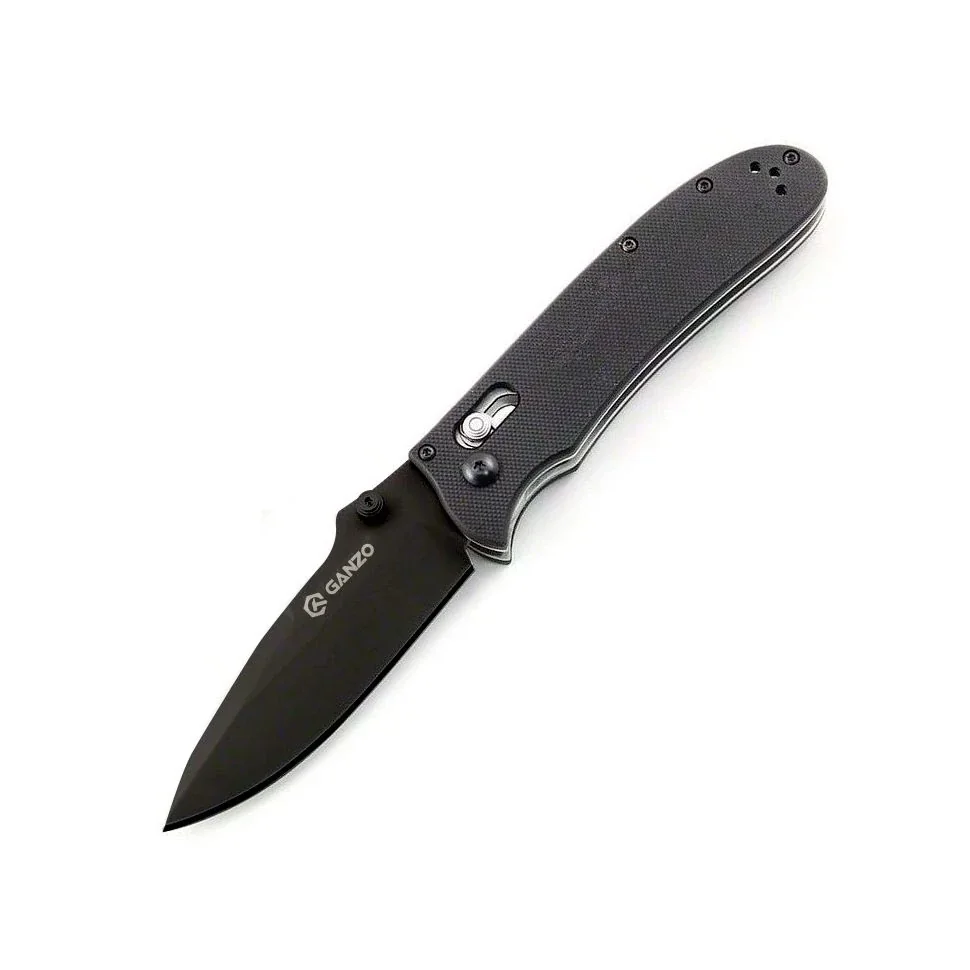 Ніж складаний туристичний Ganzo G704 (8.6 см) 440C / G10 чорний, чорний клинок