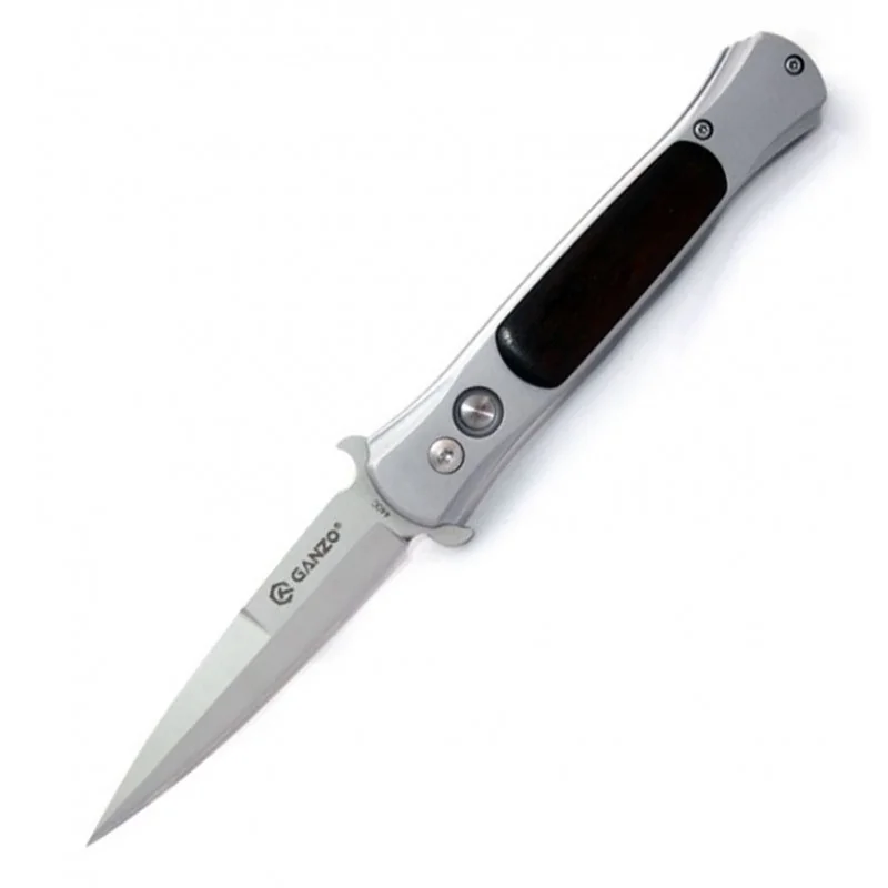 Ніж складаний туристичний Ganzo G707 (8.5 см) 440C / сталь з деревом сірий