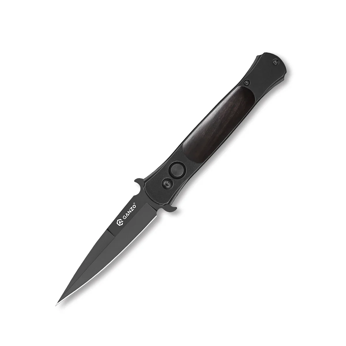 Ніж складаний туристичний Ganzo G707В (8.5 см) 440C / сталь з деревом чорний