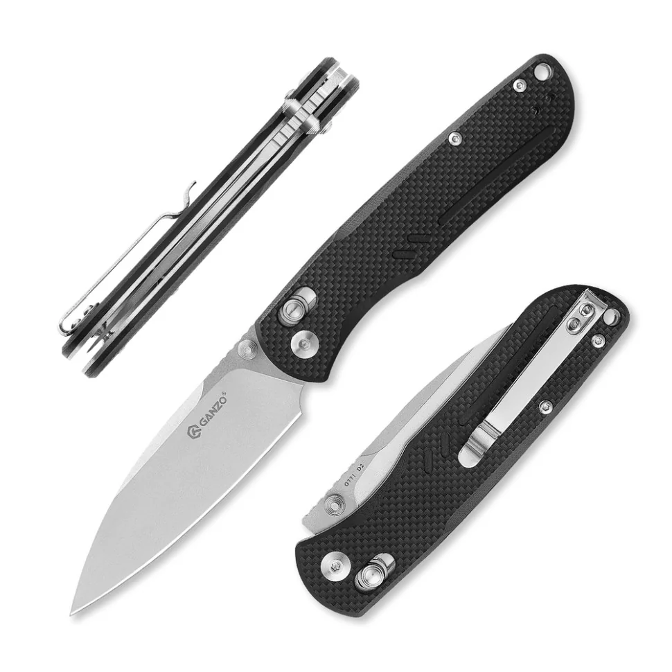 Ніж складаний туристичний Ganzo G771 (8.8 см) D2 / G10 чорний
