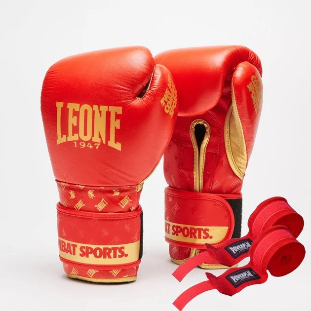 Боксерські рукавиці Leone GN220 DNA Red 16 унцій (бинти 4 м. в комплекті)