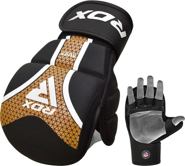 Рукавиці для ММА (Греплінгові рукавички) RDX SHOOTER AURA PLUS T-17 Black Golden L
