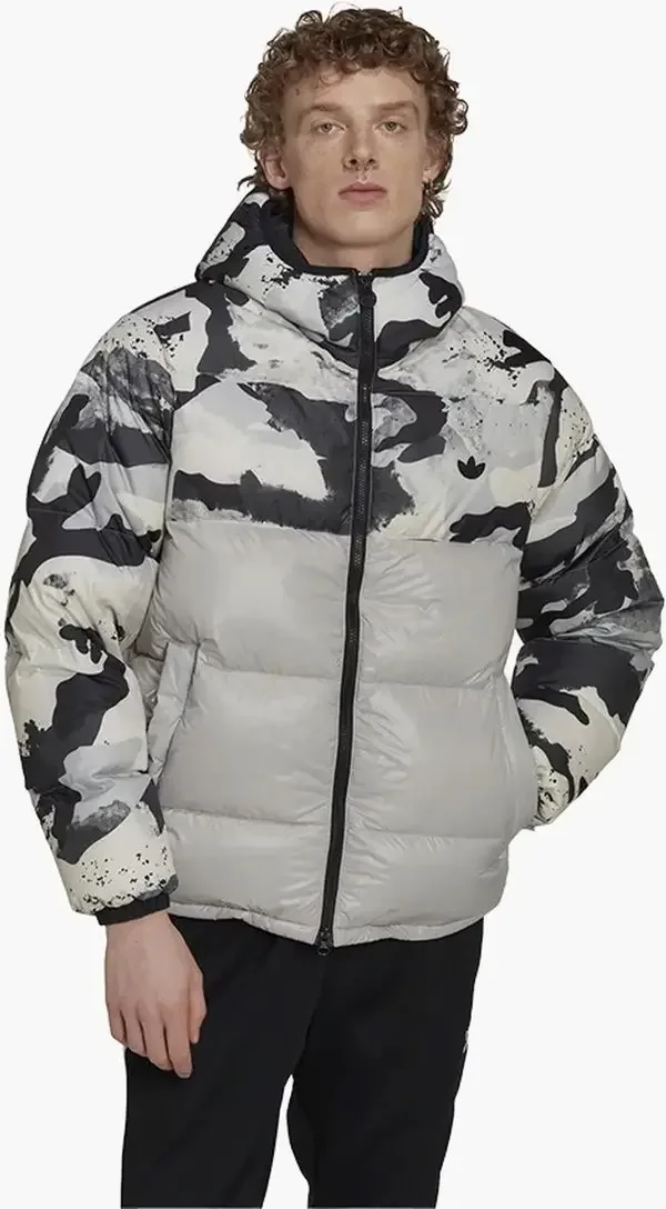 Пуховик чоловічий Adidas Down Regen Camo Hooded Puffer Jacket Grey