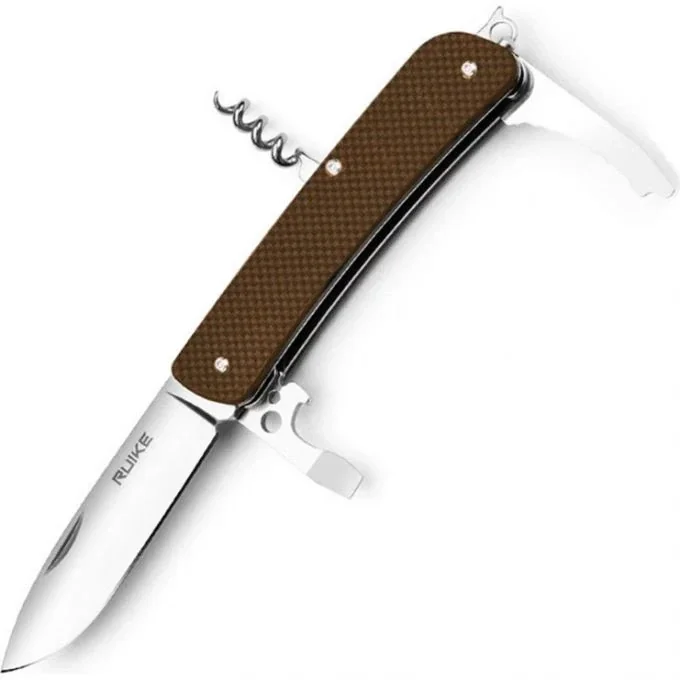 Багатофункціональний ніж Ruike Criterion L21, (8.5 см) 12C27 / G10 коричневий 12 інстр.