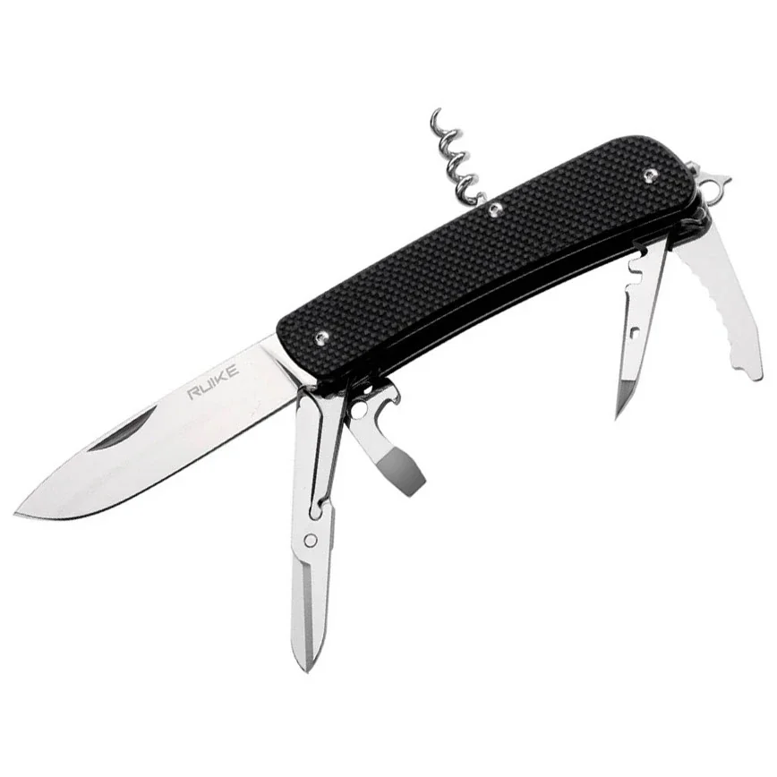 Багатофункціональний ніж Ruike Criterion L31, (8.5 см) 12C27 / G10 чорний, 18 інстр.