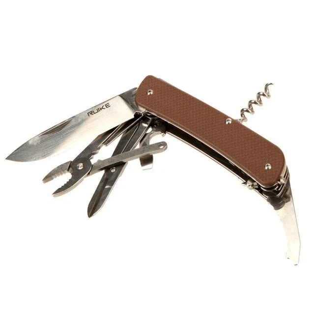 Багатофункціональний ніж Ruike Criterion L41, (8.5 см) 12C27 / G10 коричневий, 22 інстр.