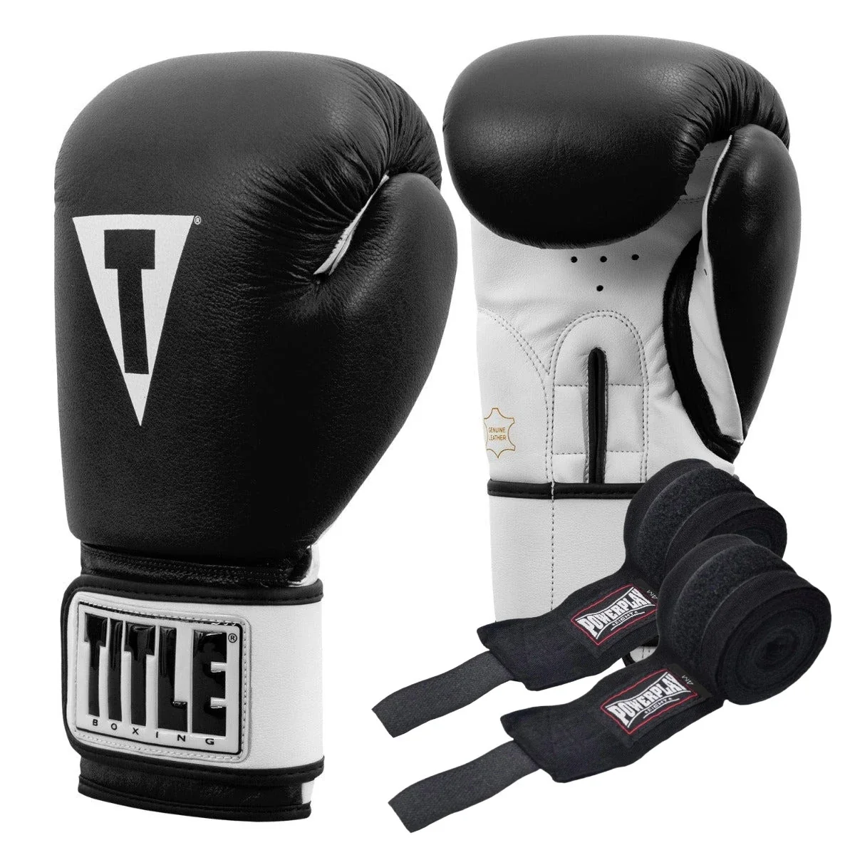 Боксерські рукавиці TITLE Premier Leather Black/White L 14 oz.