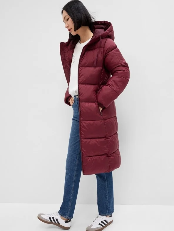 Пальто MAXI LOGO PUFFER SHINE COAT 724312-00 GAP L Бордовий