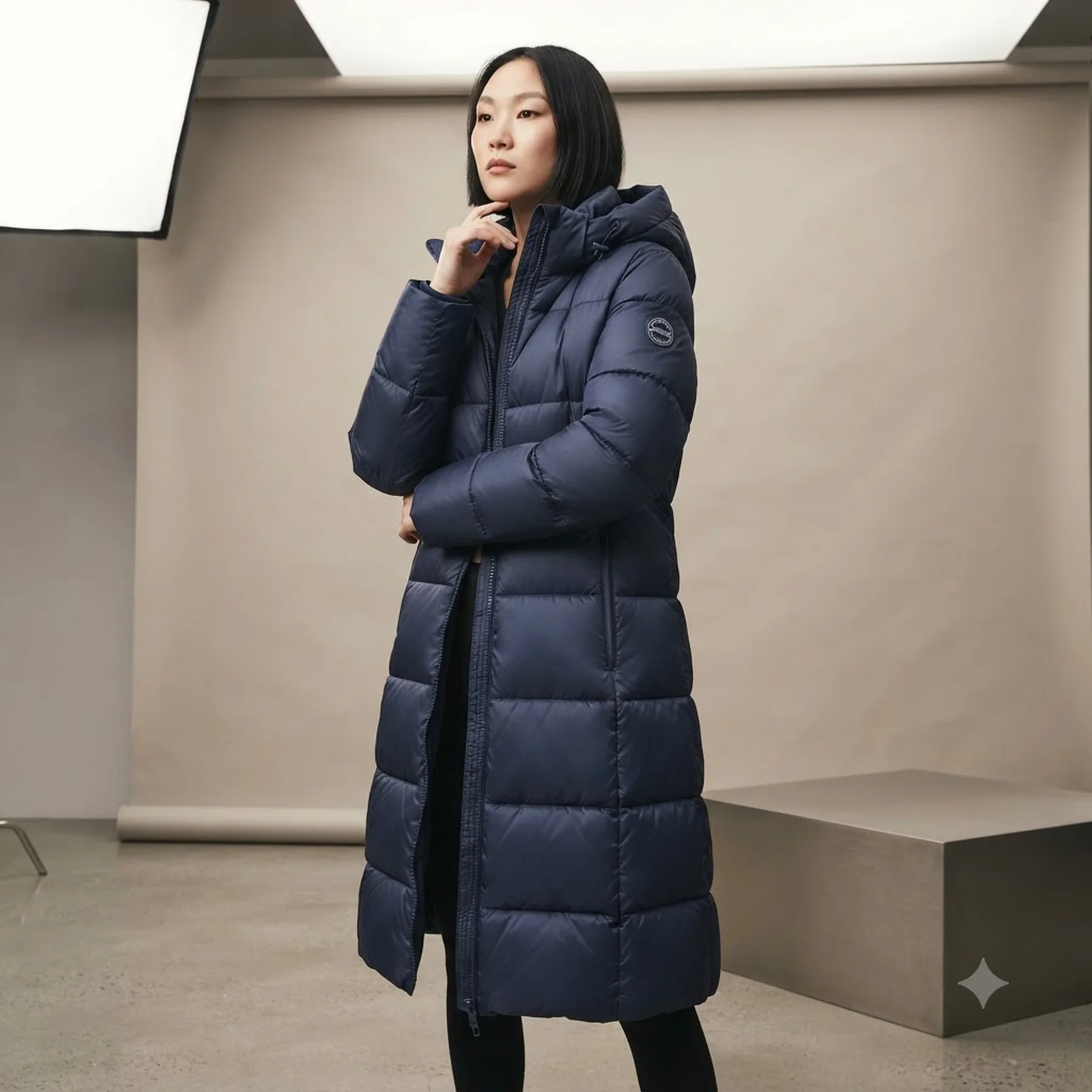 Пальто MAXI LOGO PUFFER SHINE COAT 724329-00 GAP L Темно-синій