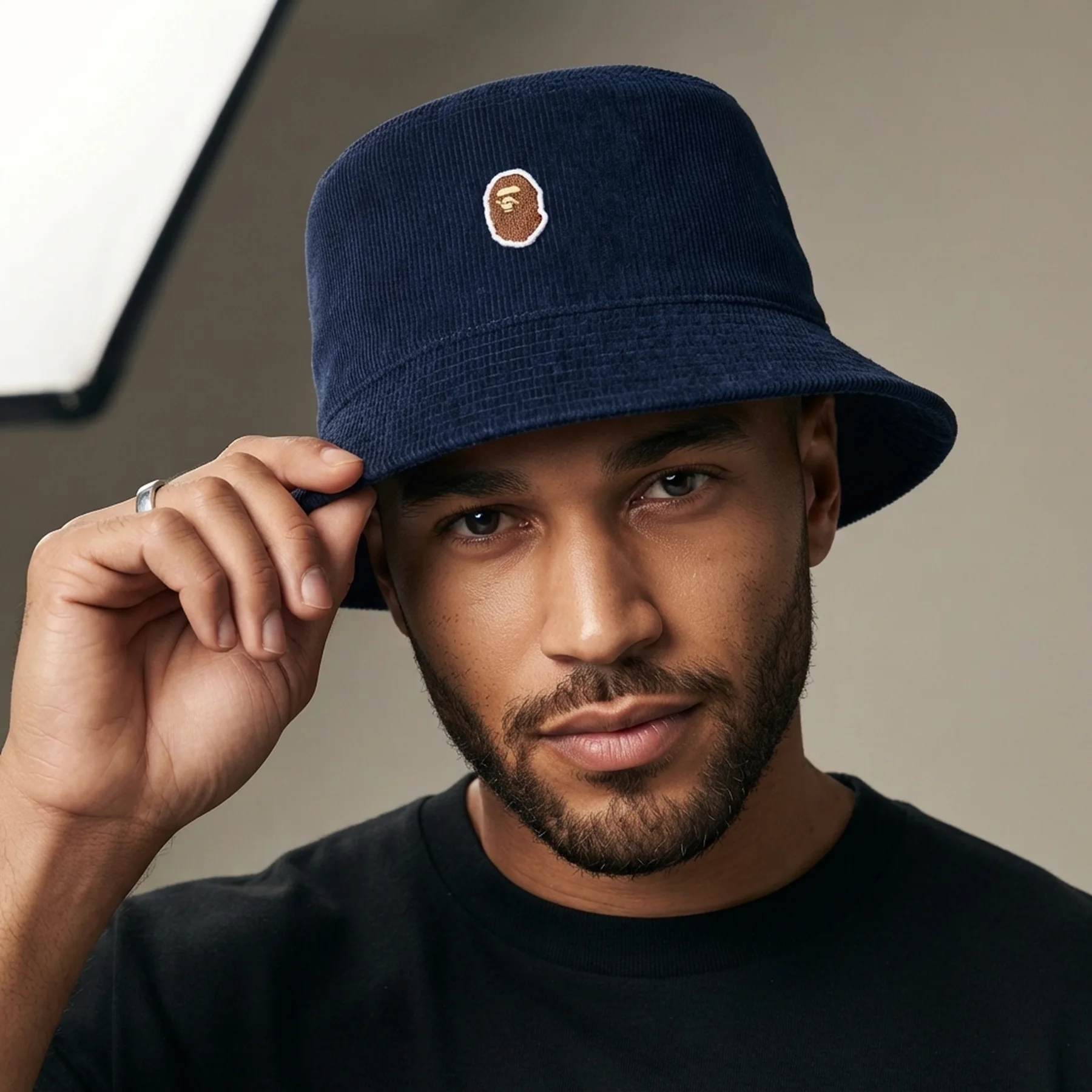 Панама Bape Ape Head Corduroy Navy