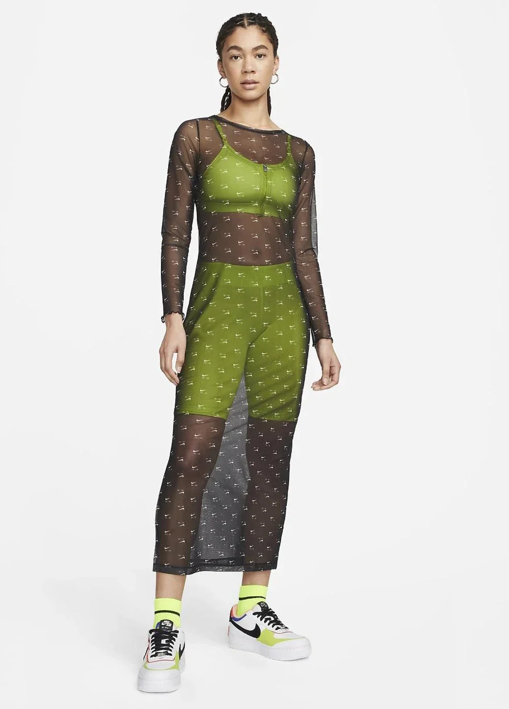 Плаття жіноче Nike Air Women's Printed Mesh Long-Sleeve Dress (DV8249-010)
