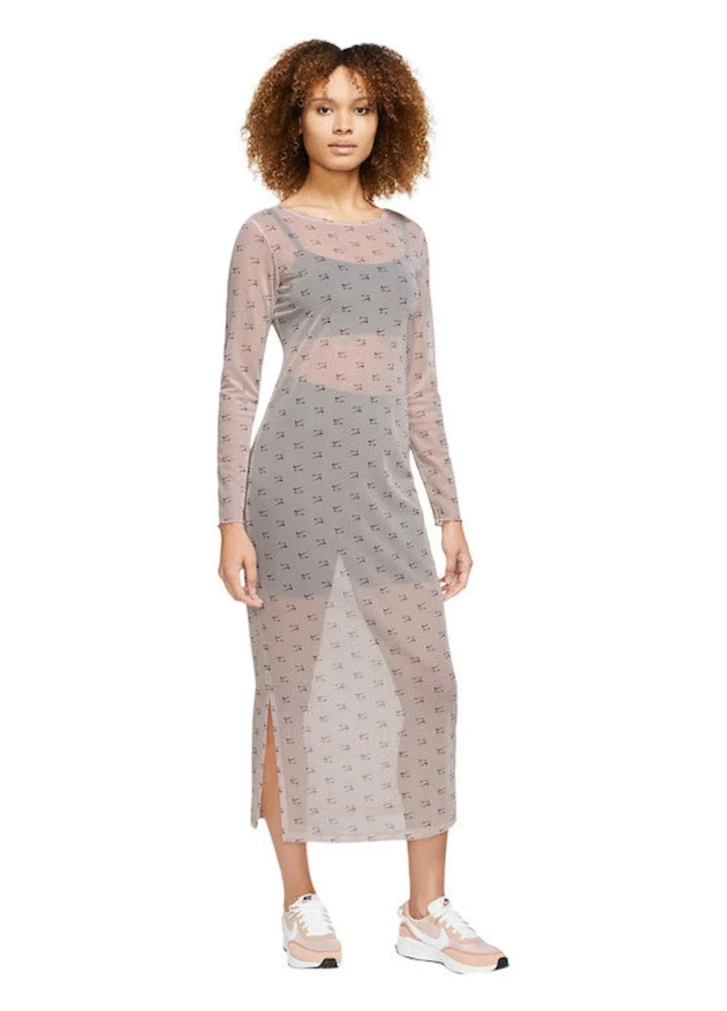 Плаття жіноче Nike Summer Evening Long Sleeve Midi Dress Gray Print (DV8249-292)