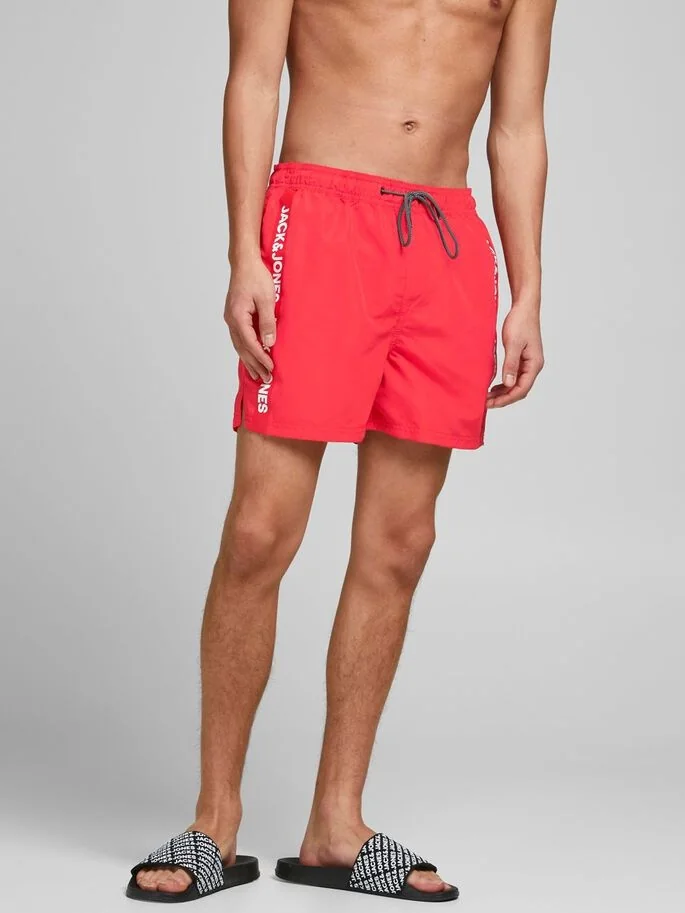 Плавальні шорти JJIBALI JJSWIMSHORTS AKM LOGO TAPE 12183810 Flame Scarlet Jack & Jones XXL Червоний
