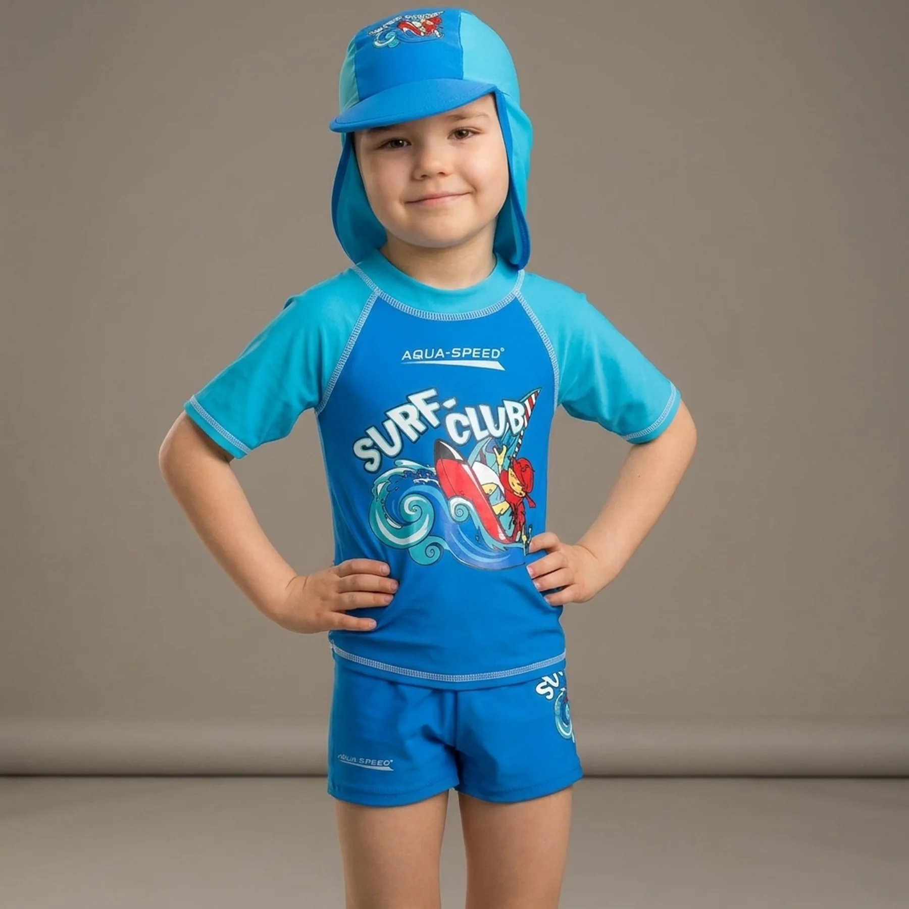 Топ сонцезахисний для хлопців Aqua Speed SURF-CLUB T-SHIRT 2025 синій, блакитний Діт 116см