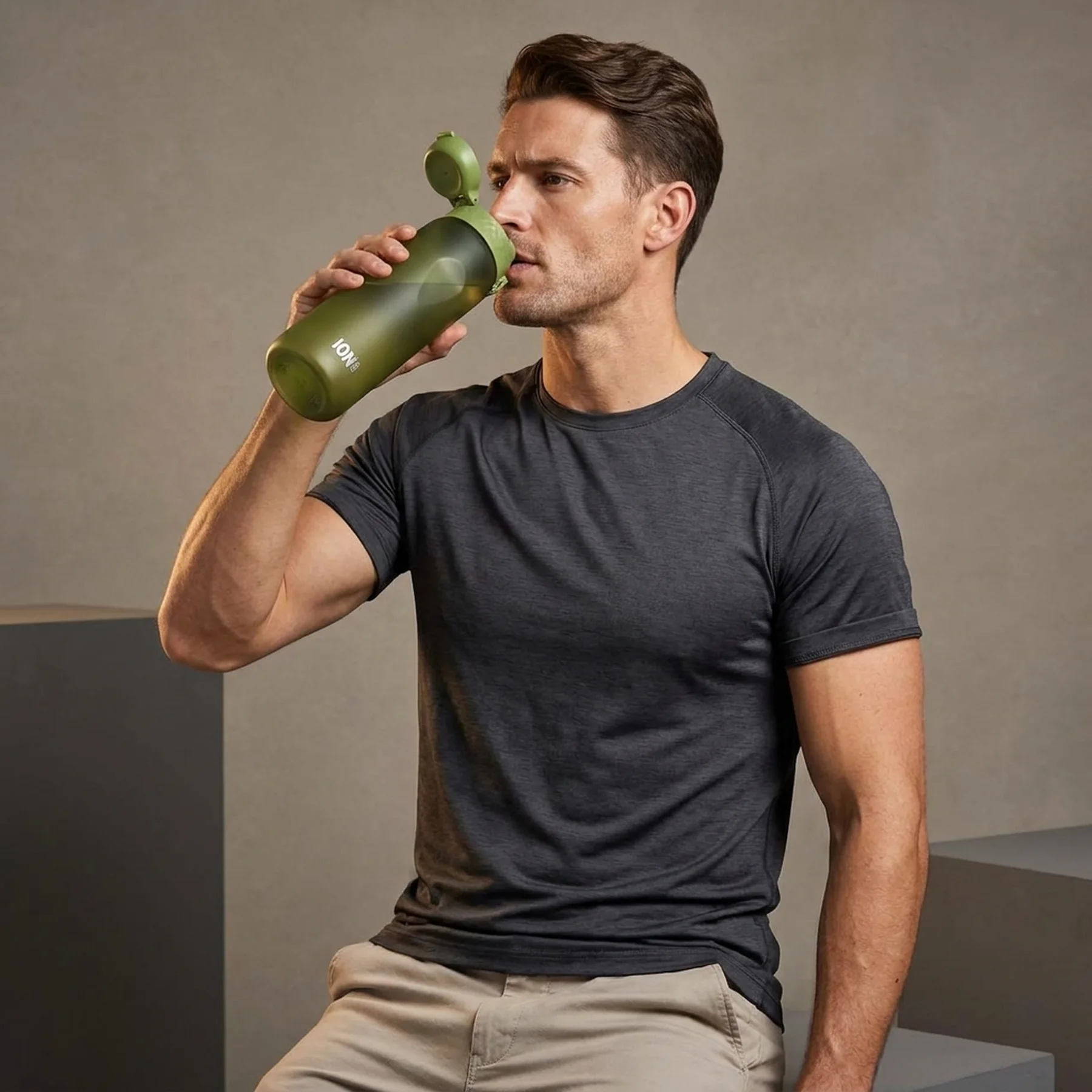 Пляшка для води ION8 1000 мл. (ЕКО пляшка) BPA Free, Khaki Green