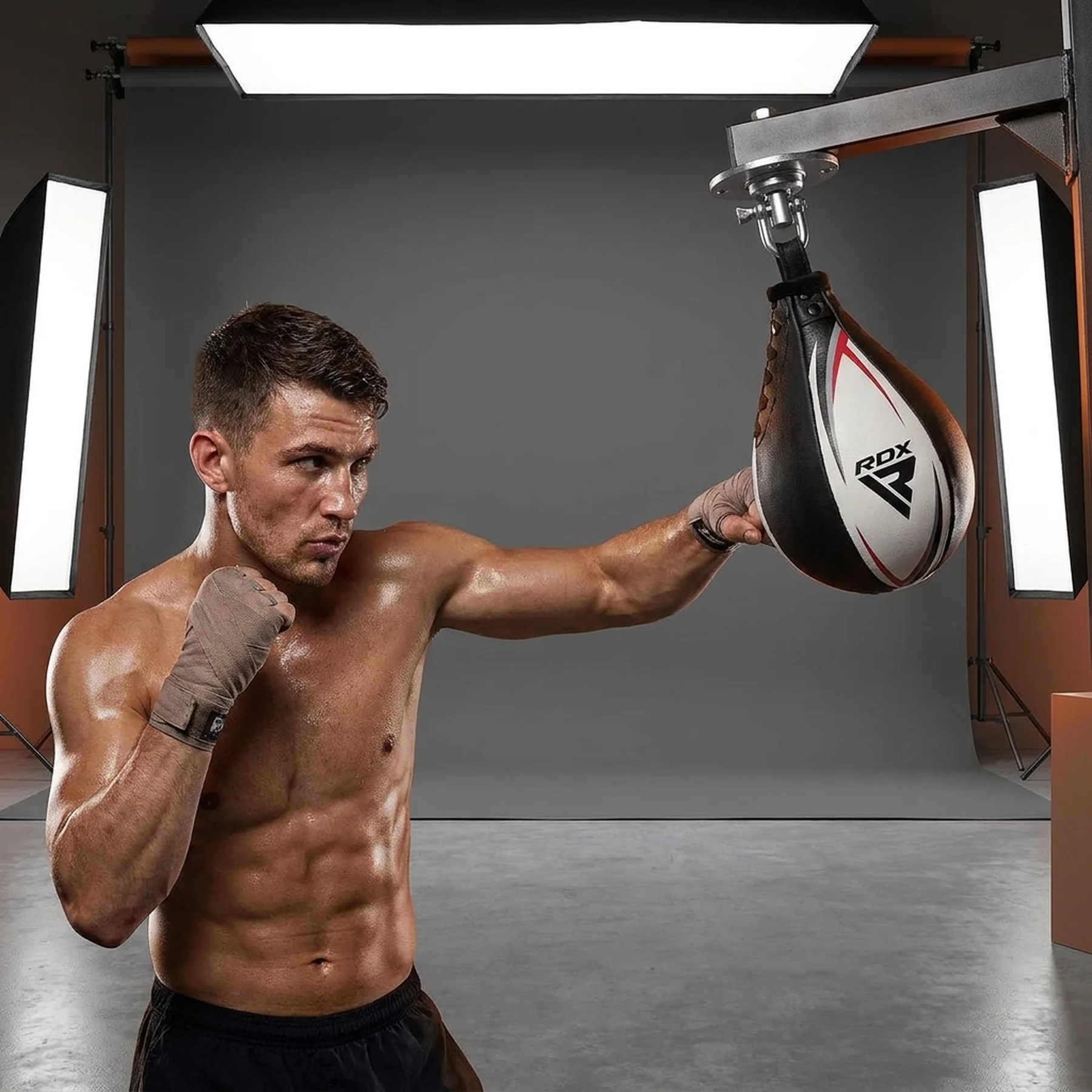 Пневмогруша боксерська RDX 2Y Boxing Speed Ball Leather Multi White/Red