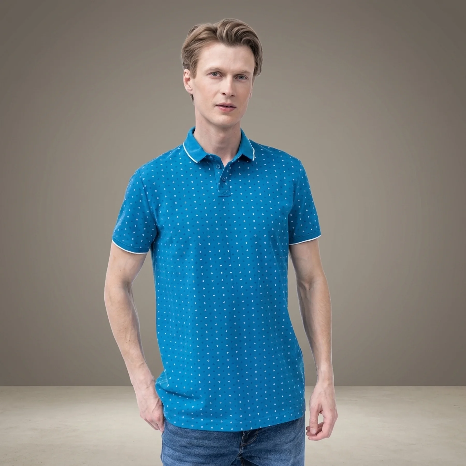 Поло alloverprinted polo 1024053-29657 Tom Tailor XXL Синій