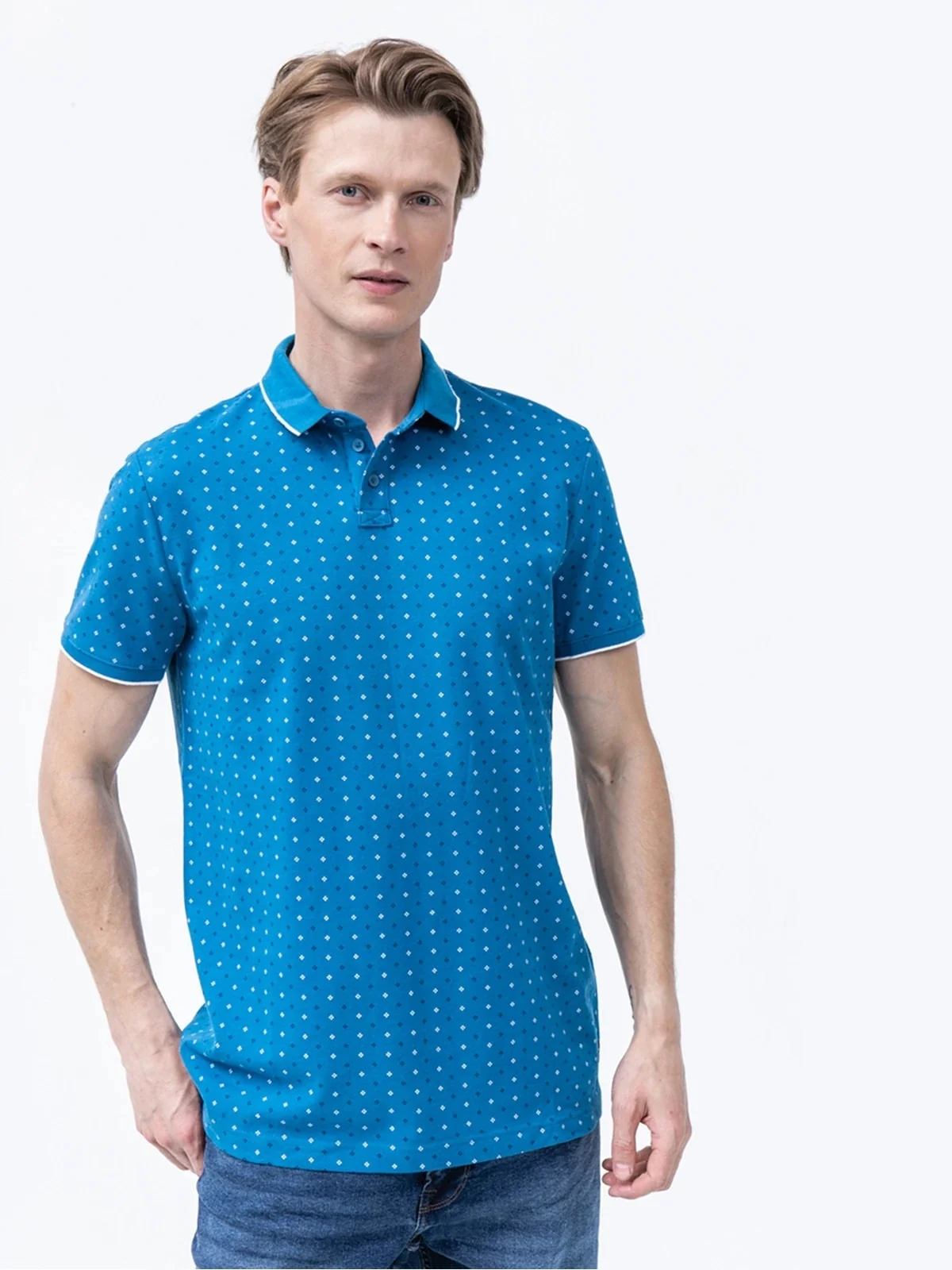 Поло alloverprinted polo 1024053-29657 Tom Tailor XXL Синій
