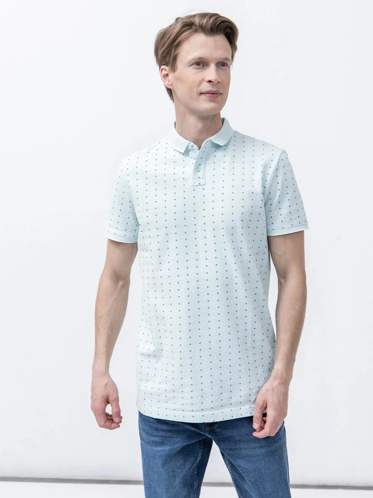 Поло alloverprinted polo 1024053-29658 Tom Tailor XXL Білий