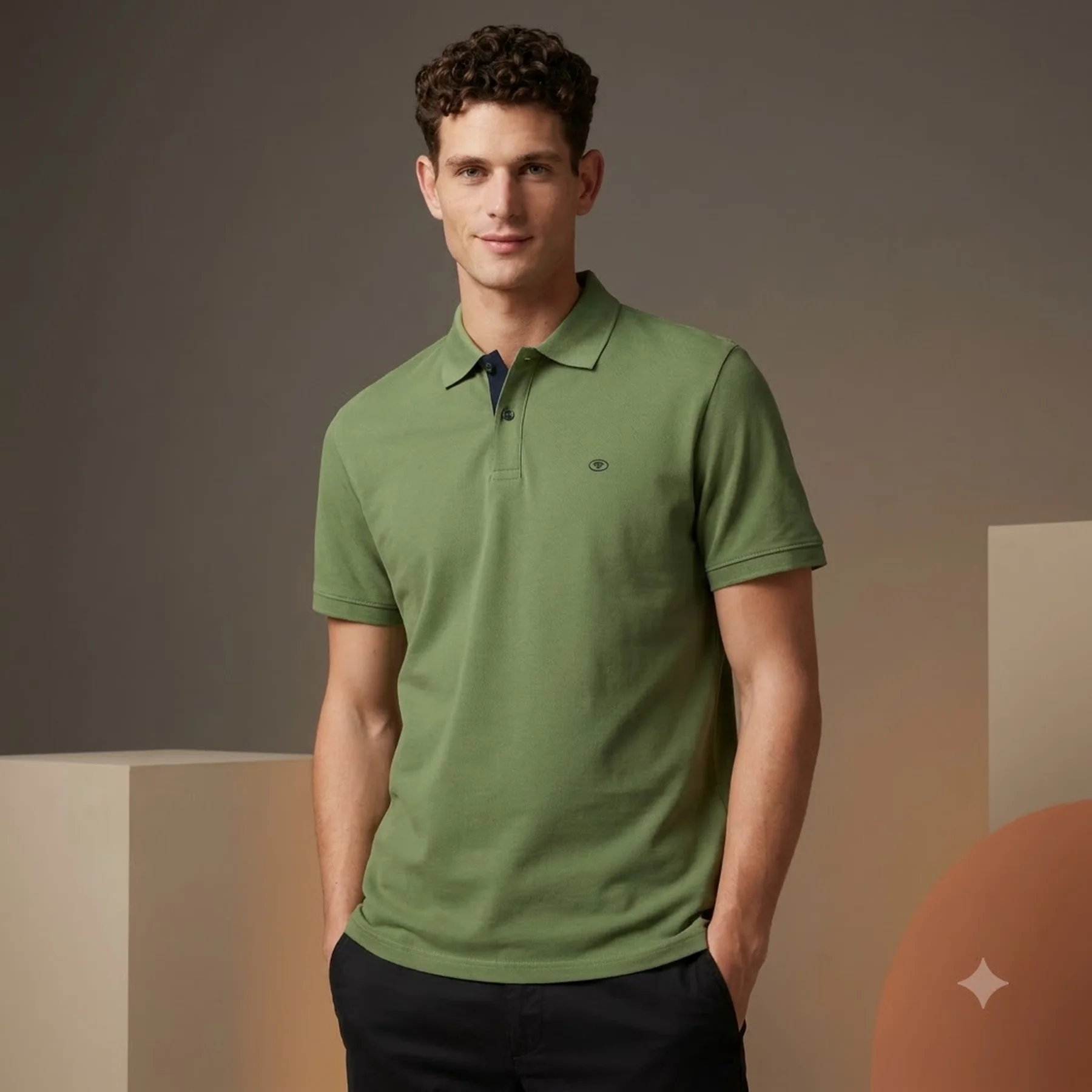 Поло Basic Polo Shirt 1031006-21586 Tom Tailor S Зелений