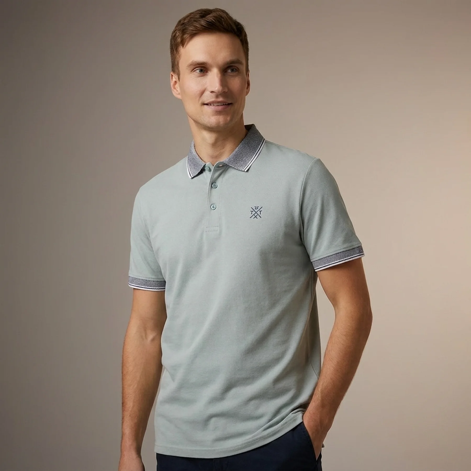 Поло basic polo with chest embr 1030625XX1012960 Tom Tailor L Сірий