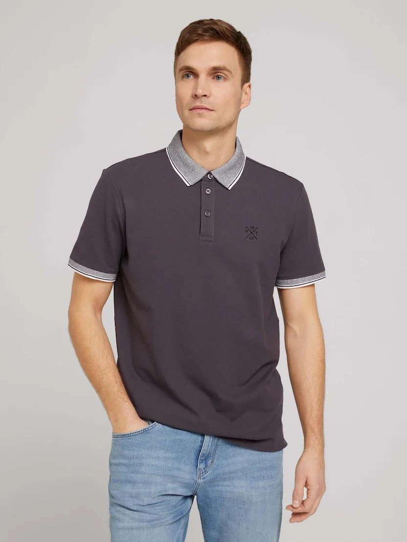 Поло basic polo with chest embro 1030625XX1010899 Tom Tailor XXL Темно-сірий