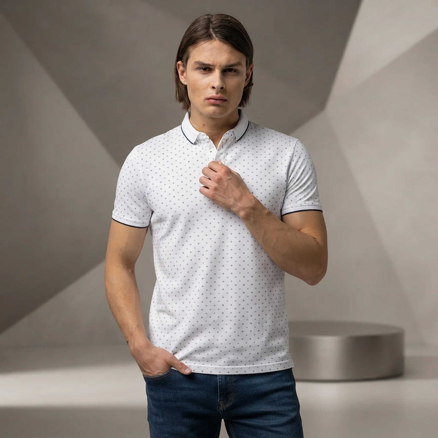 Поло basic polo with contrast 1024053XX1226079 Tom Tailor M Білий