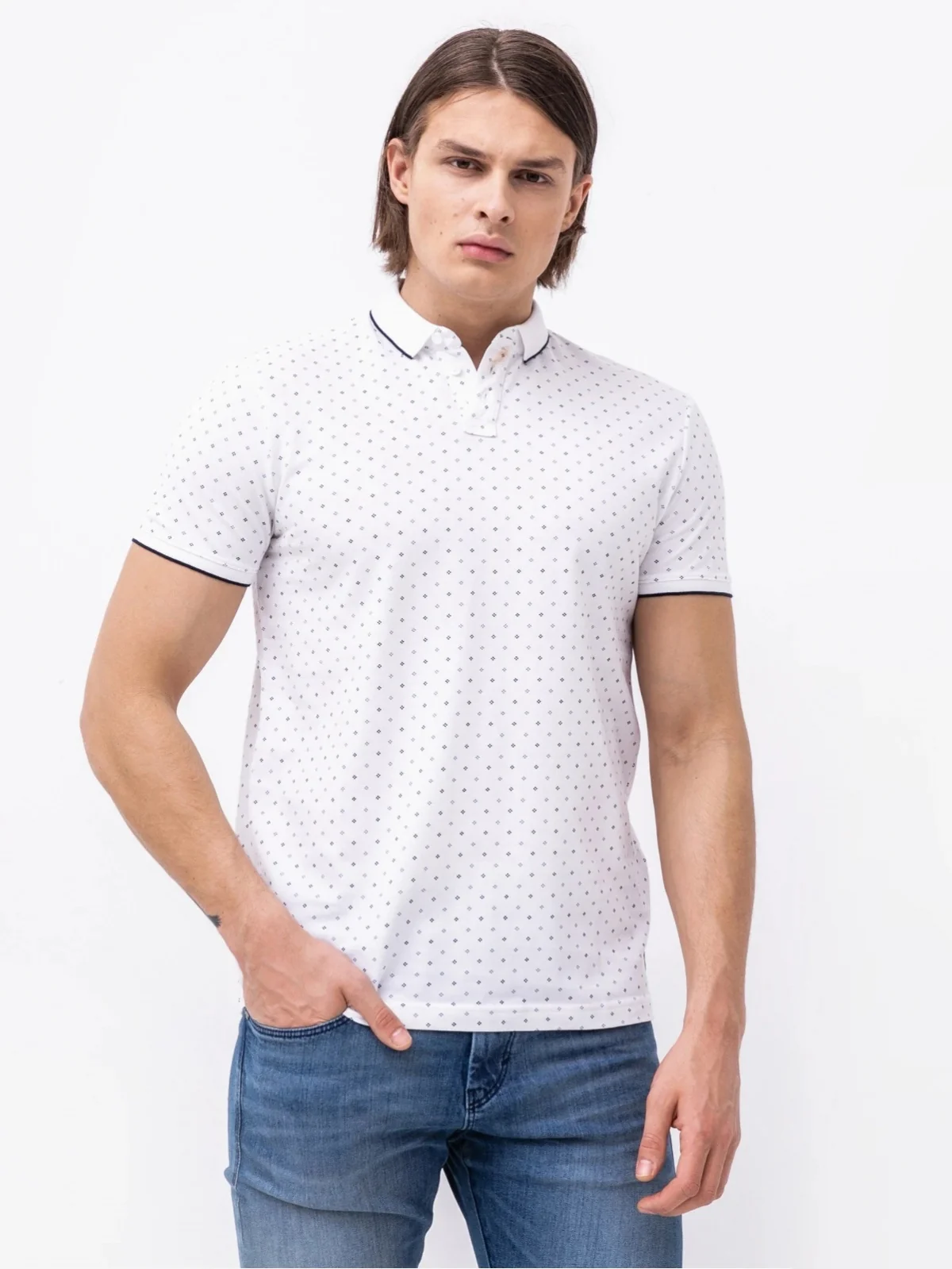 Поло basic polo with contrast 1024053XX1226079 Tom Tailor M Білий