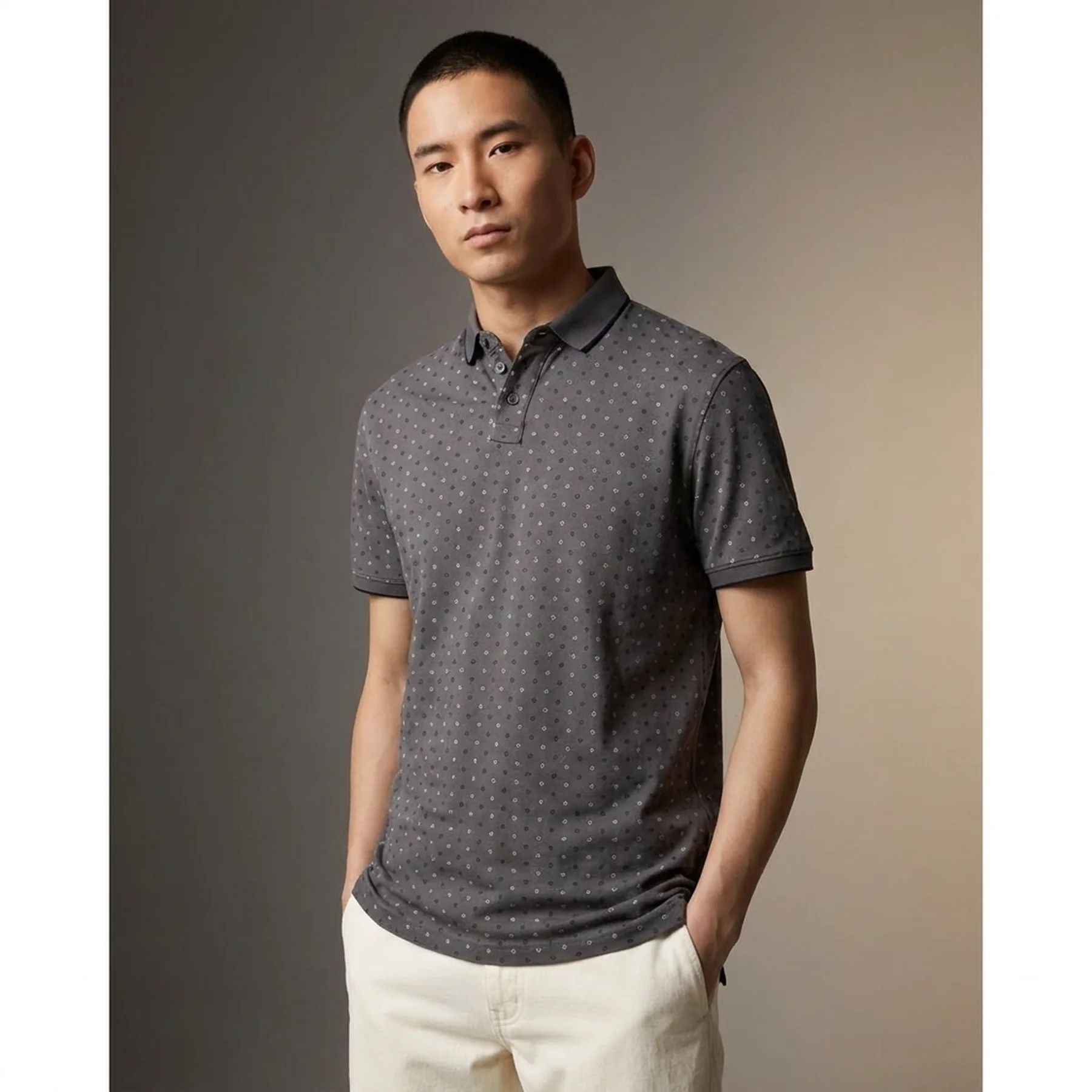 Поло basic polo with contrast 1024053XX1229487 Tom Tailor L Сірий