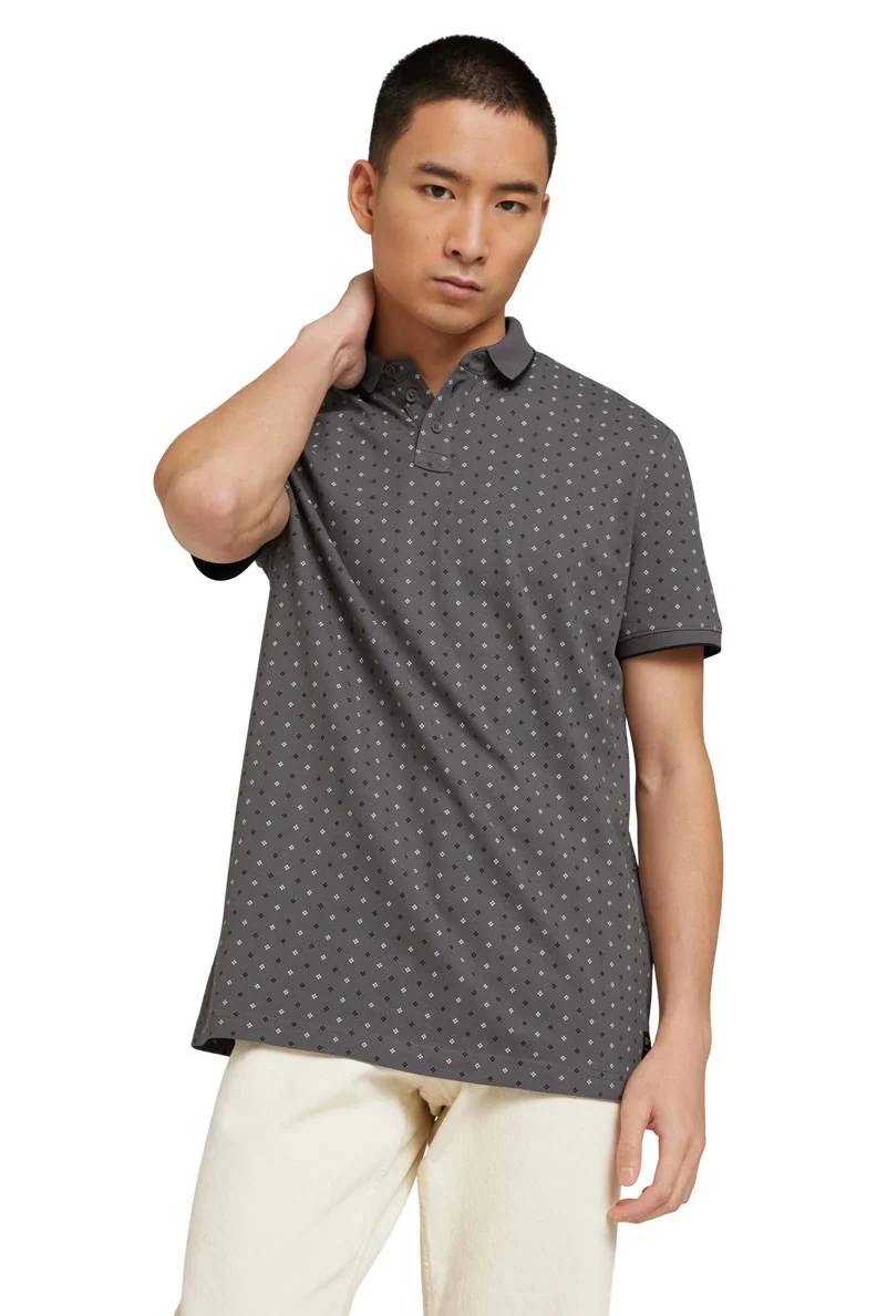 Поло basic polo with contrast 1024053XX1229487 Tom Tailor L Сірий