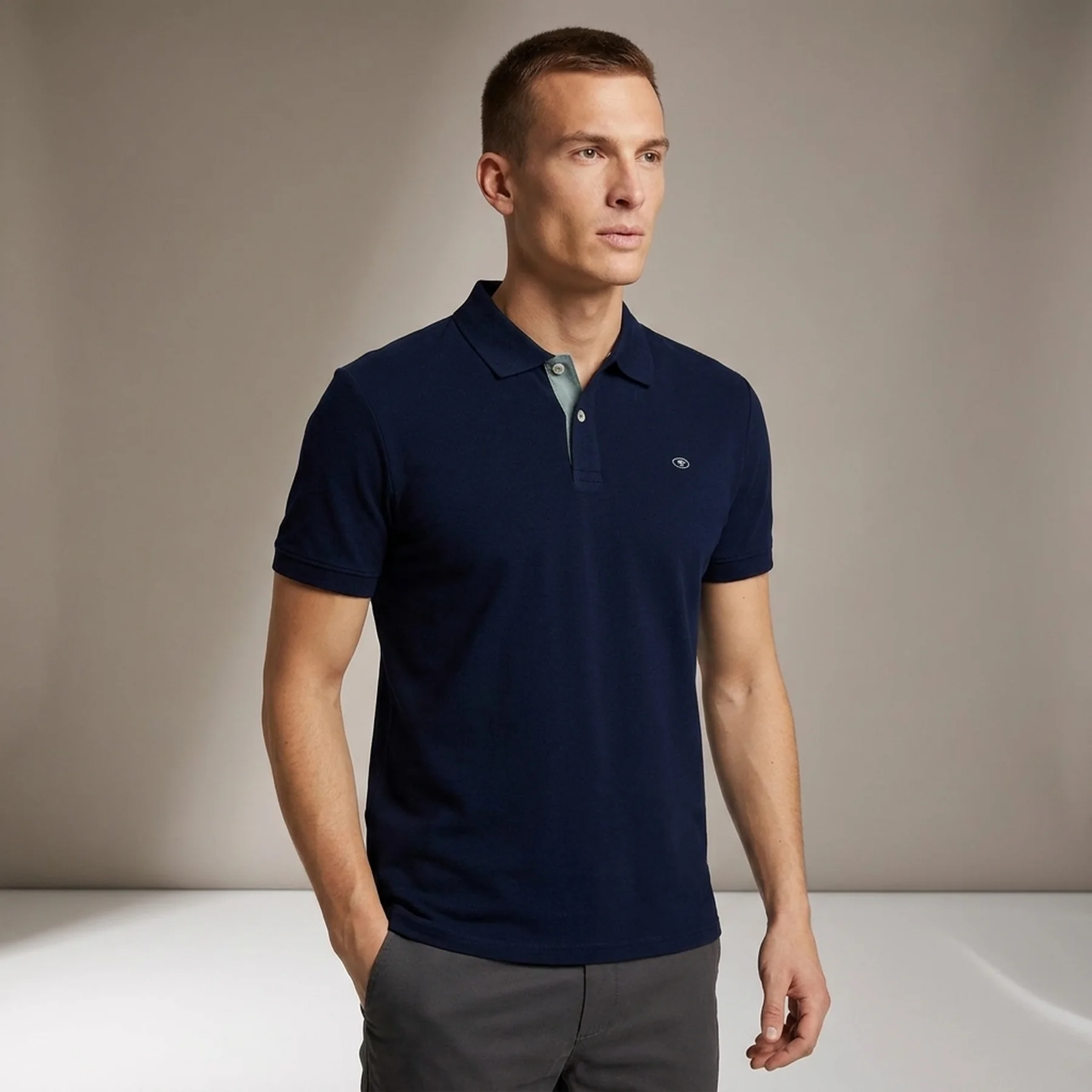 Поло basic polo with contrast 1027713XX1010668 Tom Tailor XXL Темно-синій