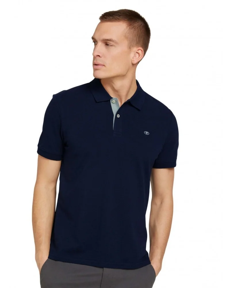 Поло basic polo with contrast 1027713XX1010668 Tom Tailor XXL Темно-синій