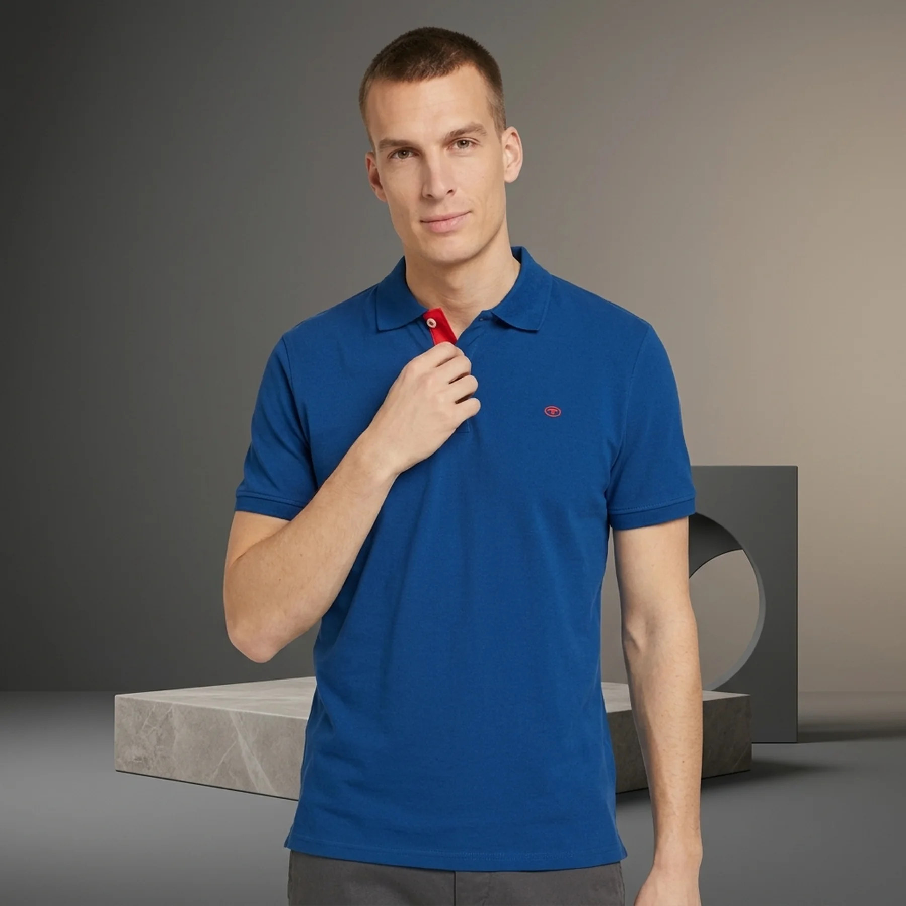 Поло basic polo with contrast 1027713XX1011132 Tom Tailor XXL Синій