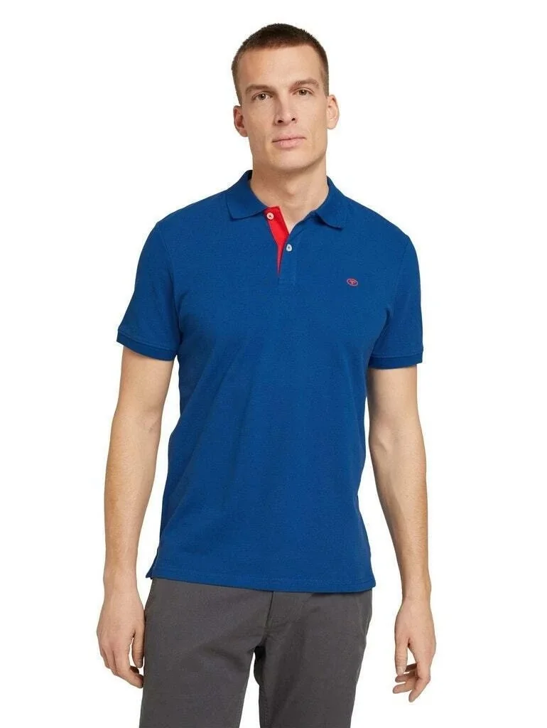 Поло basic polo with contrast 1027713XX1011132 Tom Tailor XXL Синій